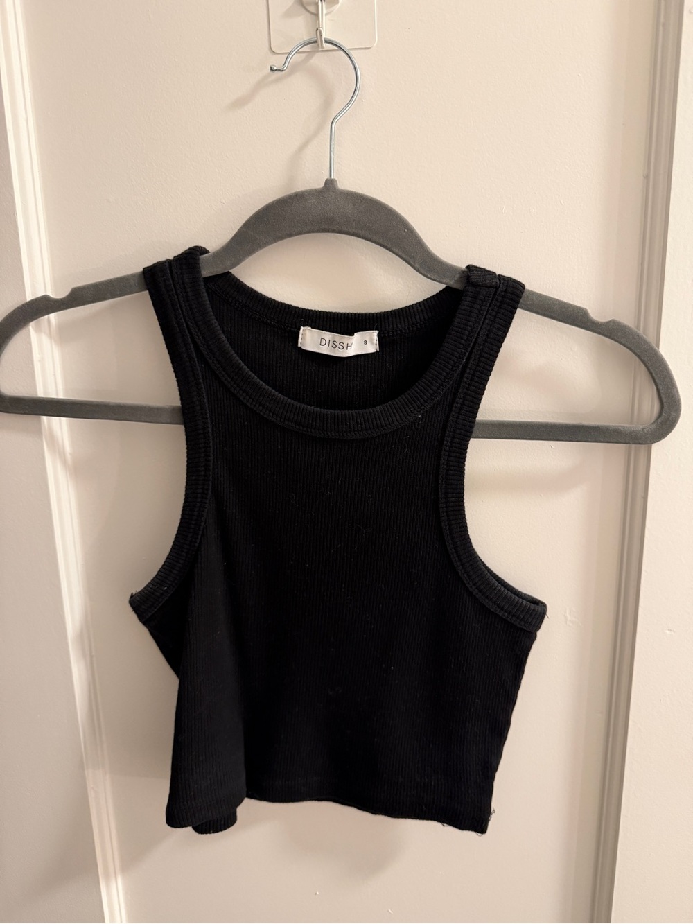 DISSH Black Ribbed Cropped Tank Top